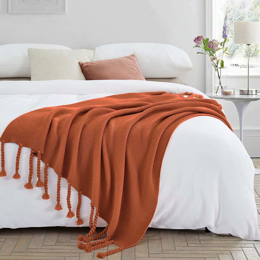 Aormenzy Rust Orange Throw Blanket
