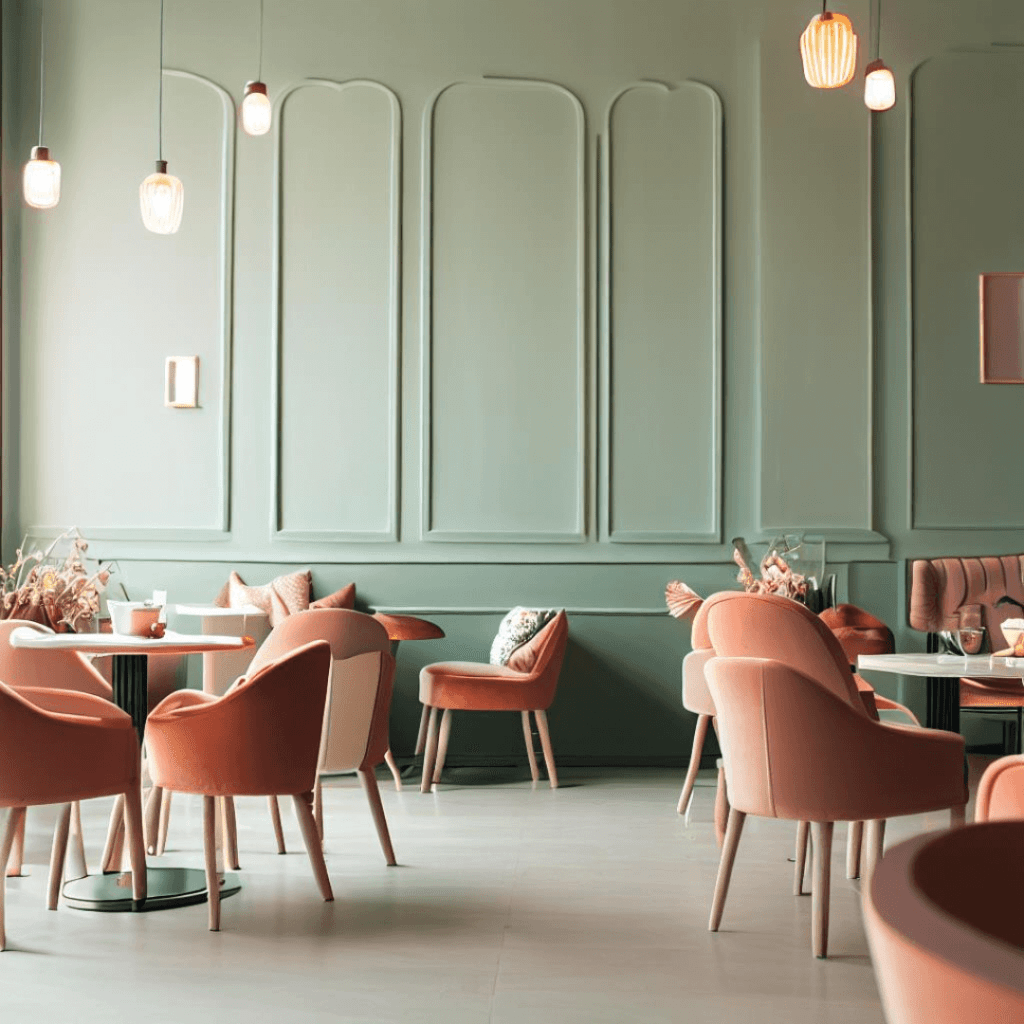 trendy café with a Split Complementary Color Scheme