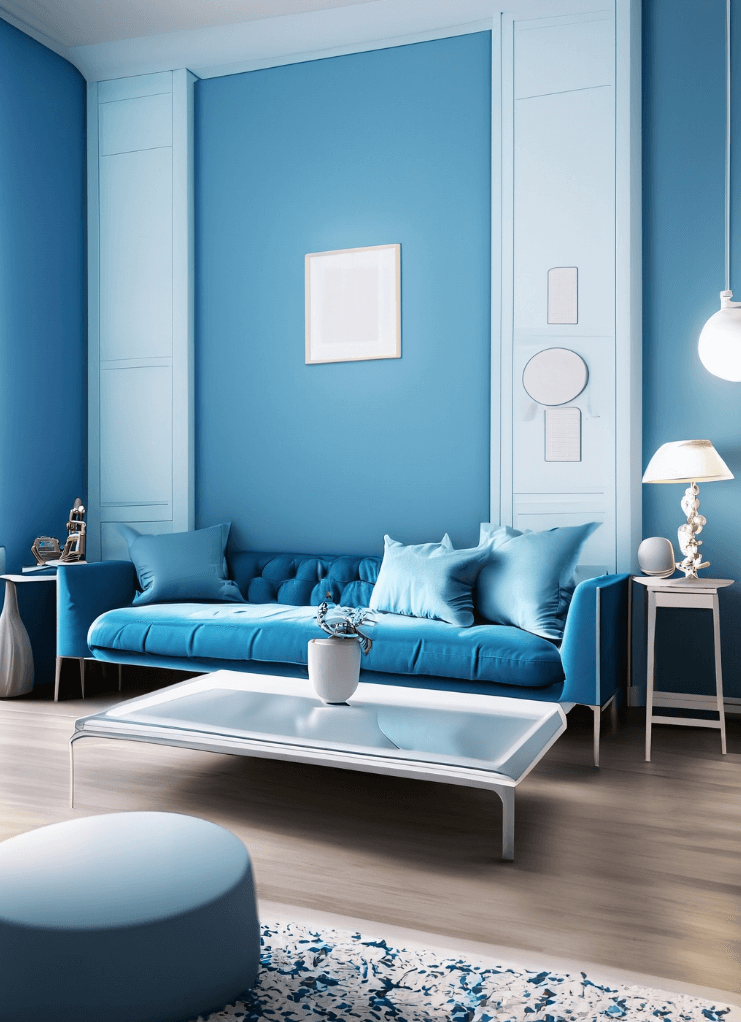A calming blue room showcasing the emotional impact of color