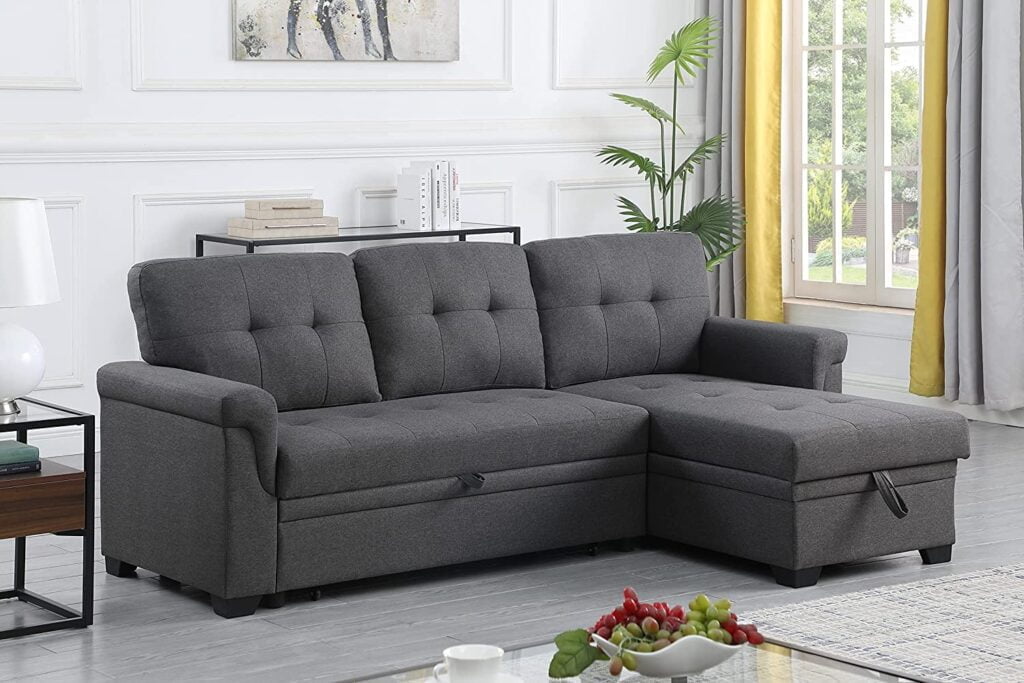 Reversible Sleeper Sectional Sofa with Storage Chaise